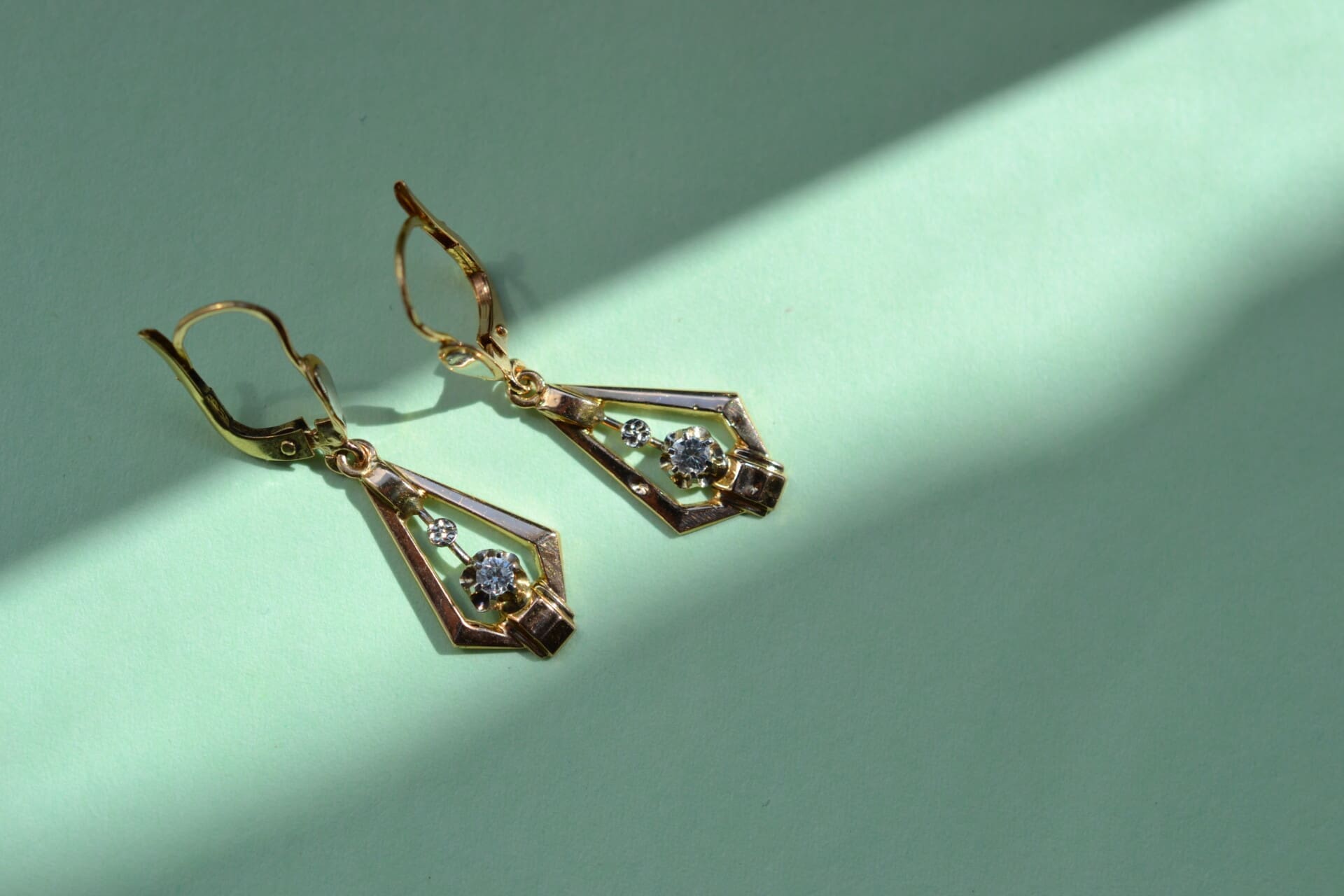Boucles d'oreilles 2 Ors style Art Déco