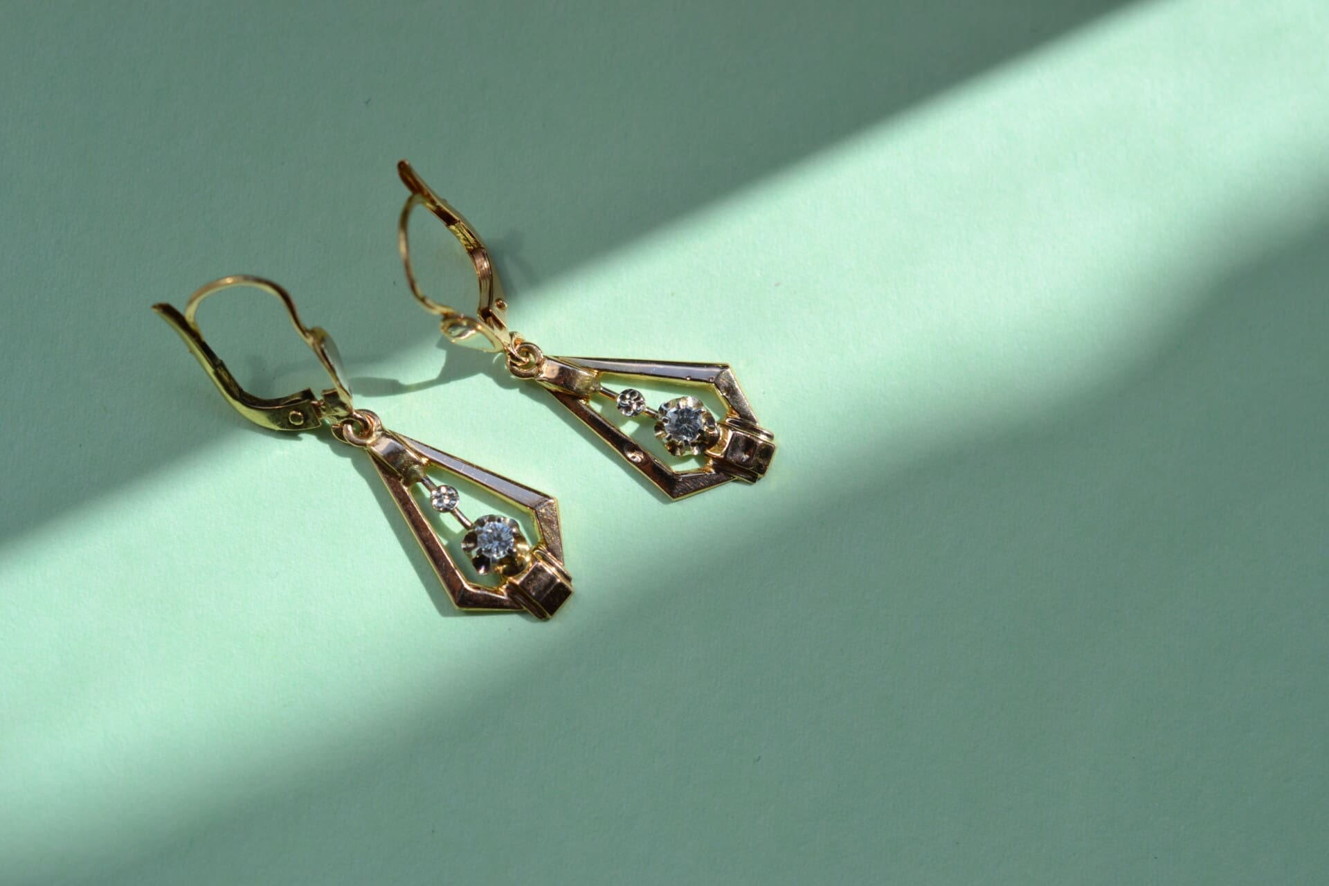 Boucles d'oreilles 2 Ors style Art Déco