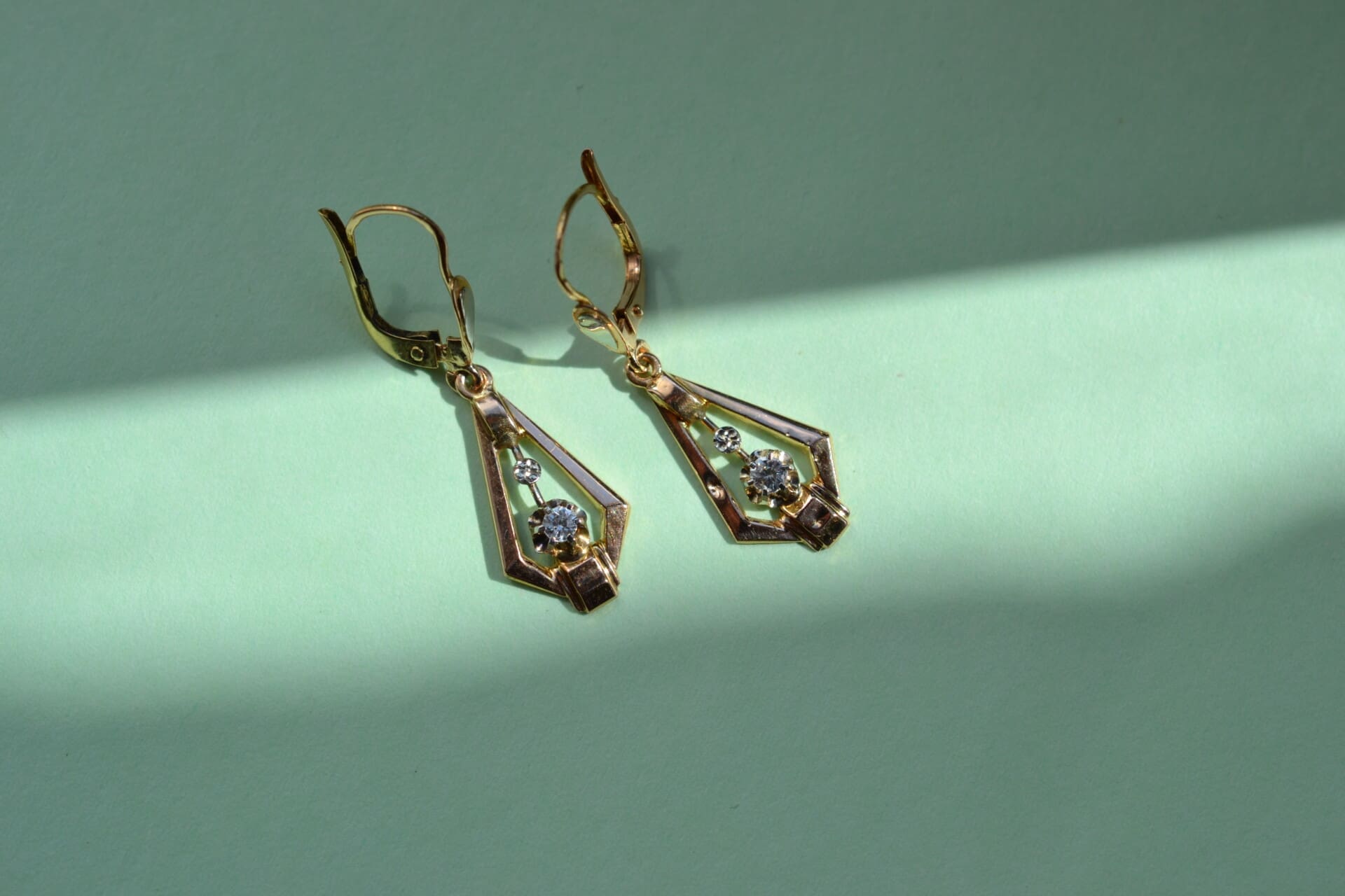 Boucles d'oreilles 2 Ors style Art Déco