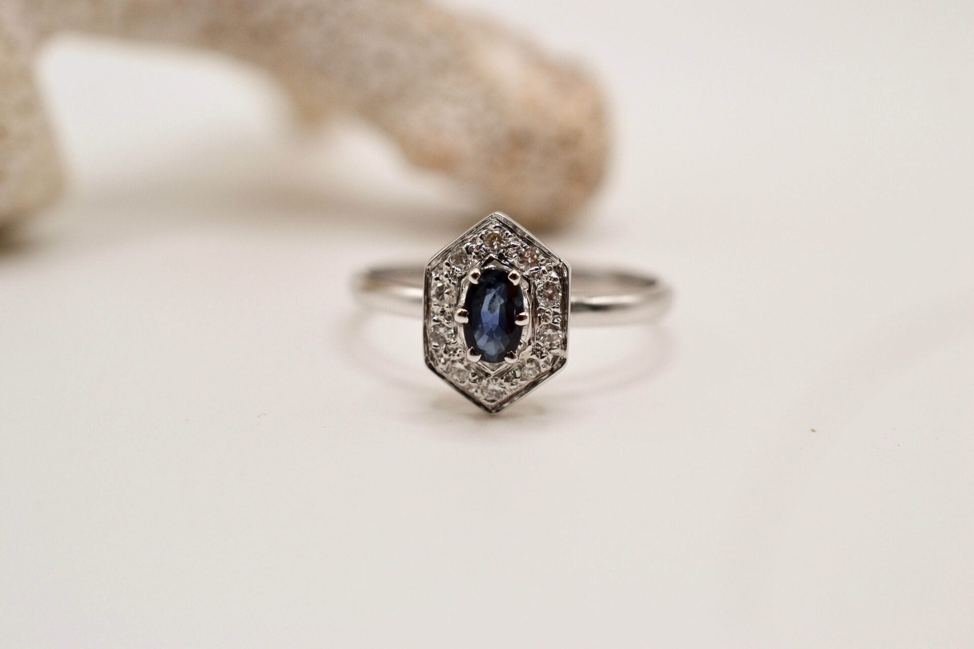 Bague Art Déco Saphir Diamants
