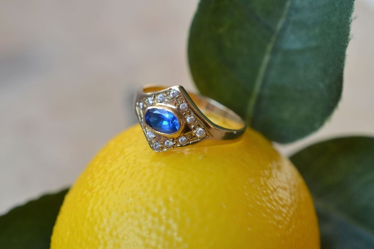 Bague pierre bleue