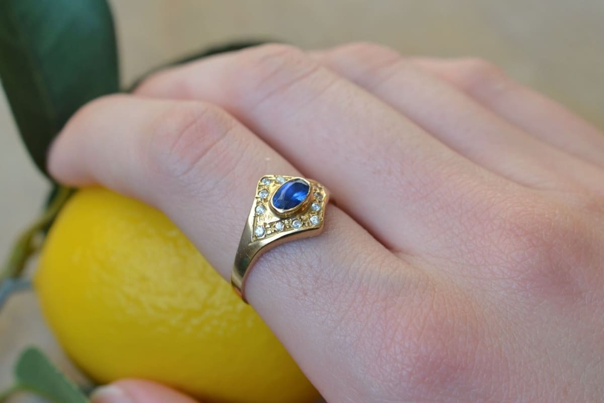 Bague pierre bleue