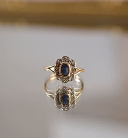 Bague Marguerite Saphir et Diamants - bague ancienne