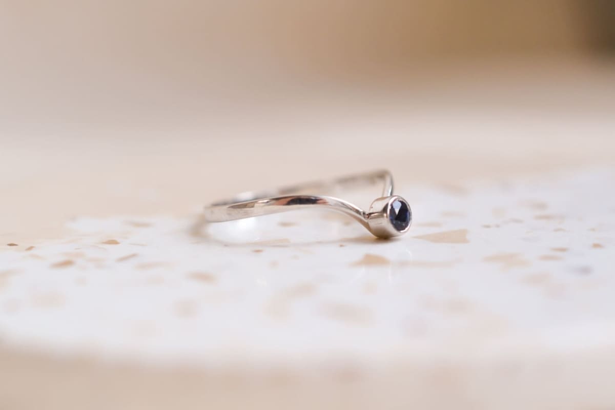 Bague Solitaire pierre bleue - bague Vintage