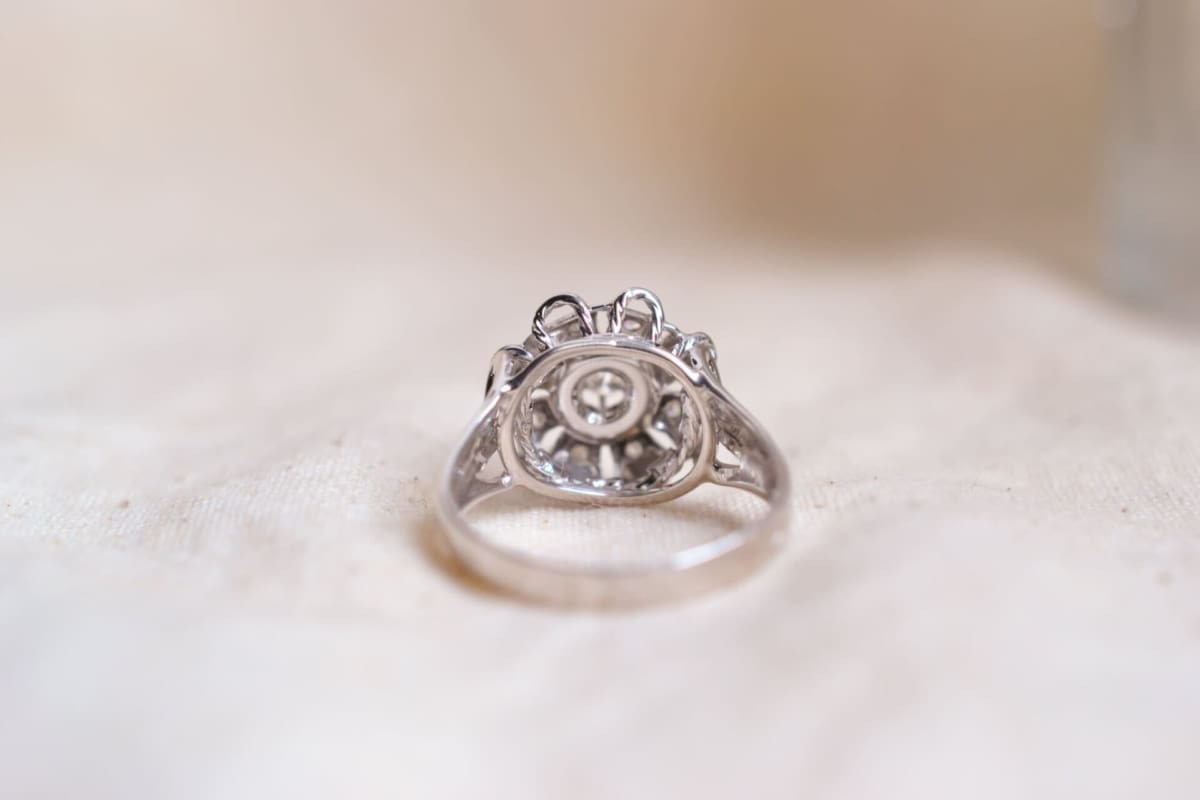 Marguerite Or blanc Diamants - bague femme