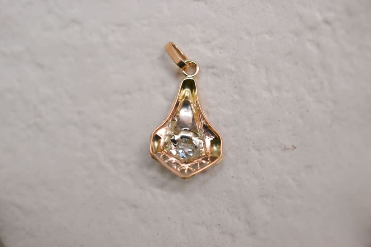 Pendentif Art Déco 2 Ors Diamant - pendentif Art Déco