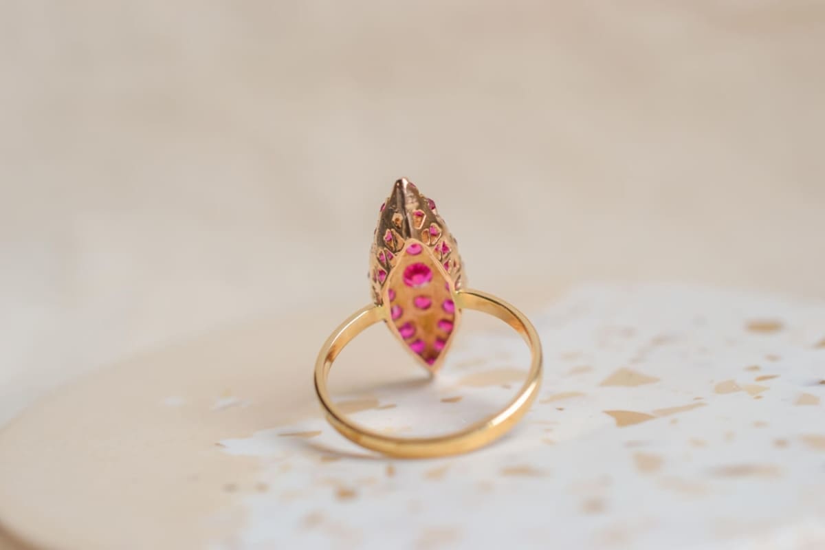 Bague Navette Rubis - bague Navette