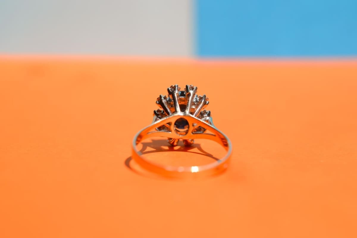 Marguerite Saphir serti Diamants - bague Vintage