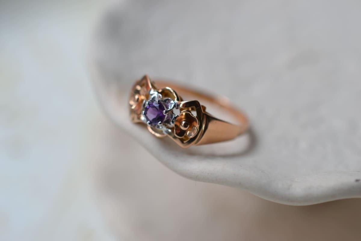 Bague Art Déco Améthyste 2 Ors