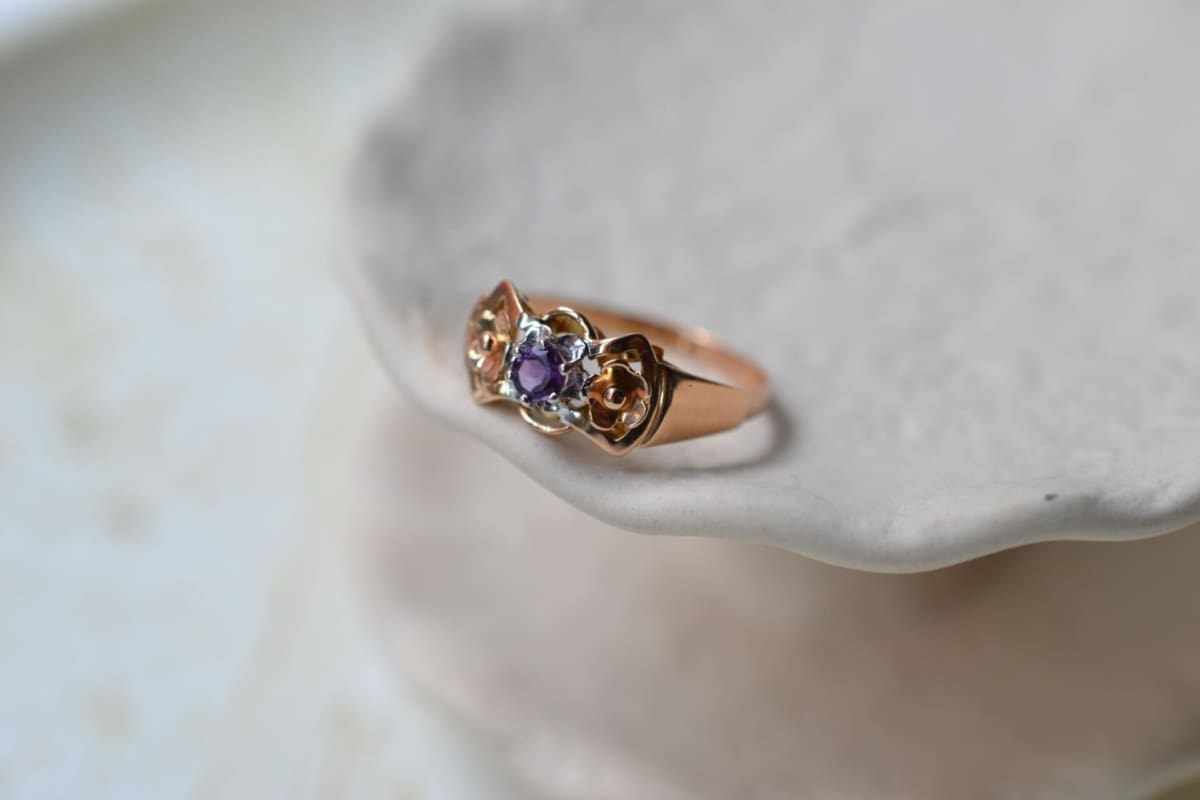 Bague Art Déco Améthyste 2 Ors