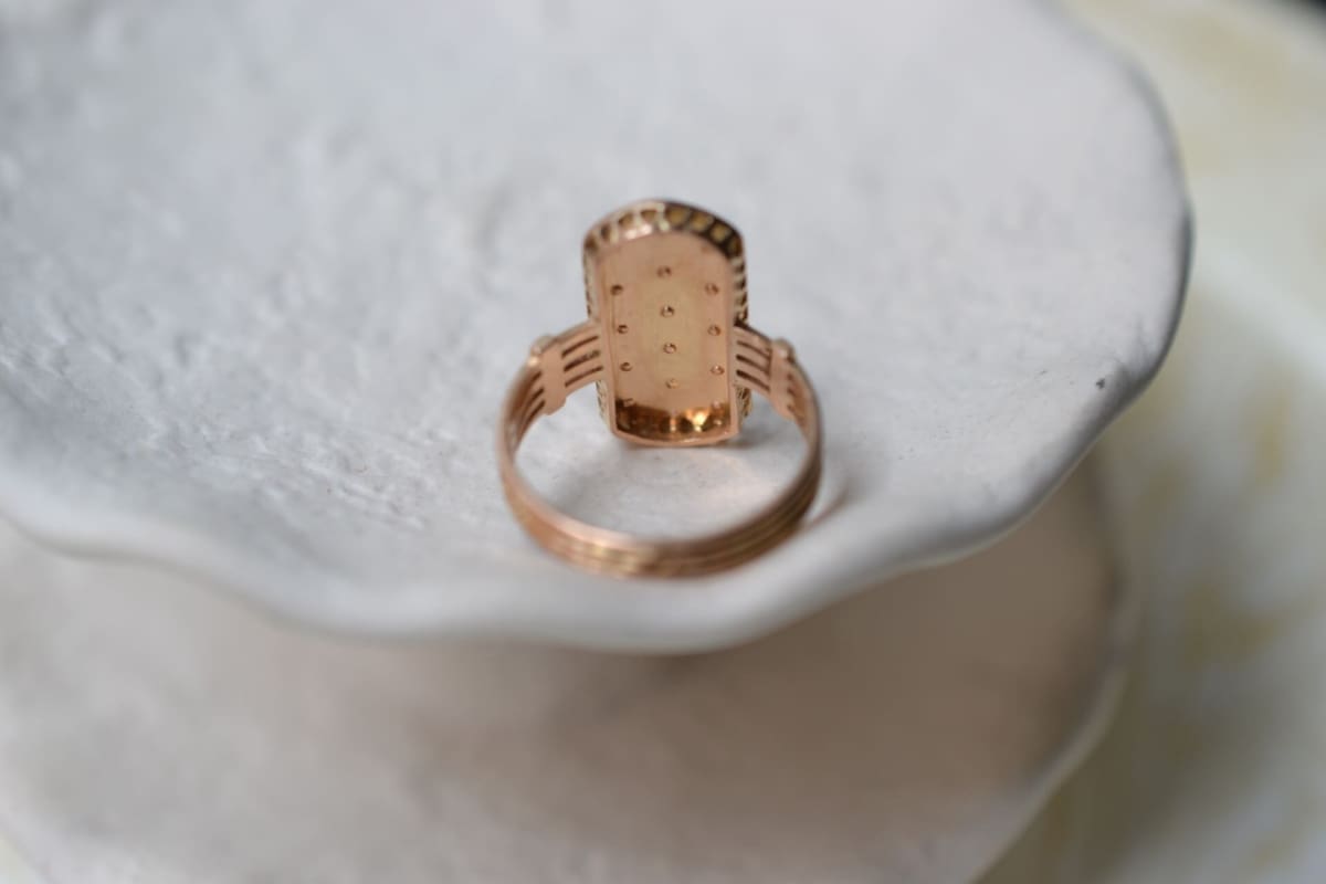 Bague rectangulaire Perles