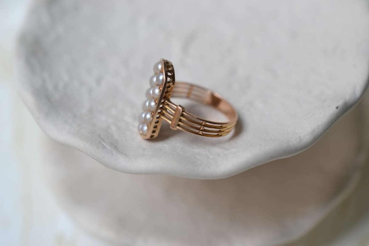 Bague rectangulaire Perles