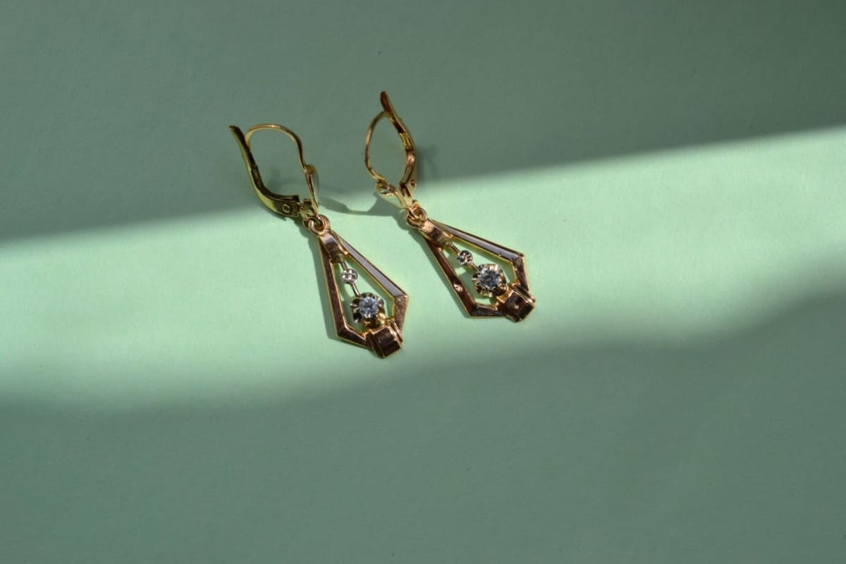 Boucles d'oreilles 2 Ors style Art Déco