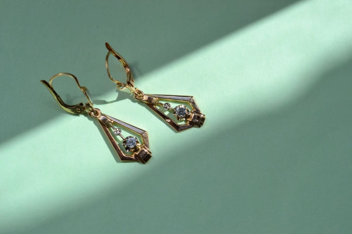 Boucles d'oreilles 2 Ors style Art Déco