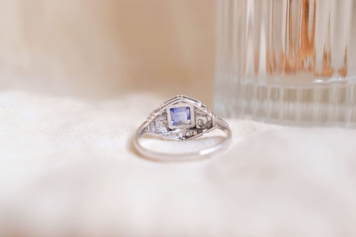 Bague Vintage Art Déco Saphir et Diamants