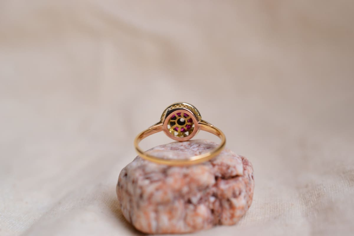 Bague Art Déco ancienne Rubis et Diamants