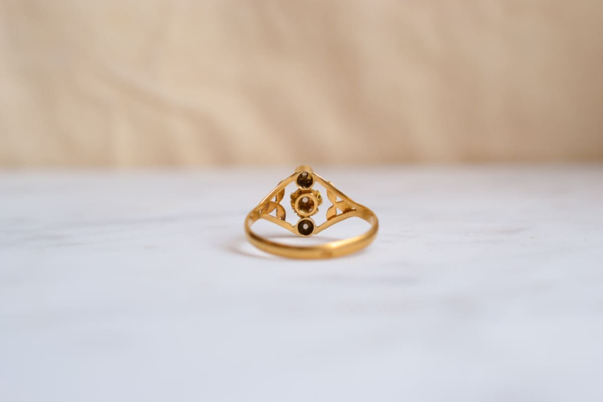 Bague Art Nouveau 2 Ors Diamants