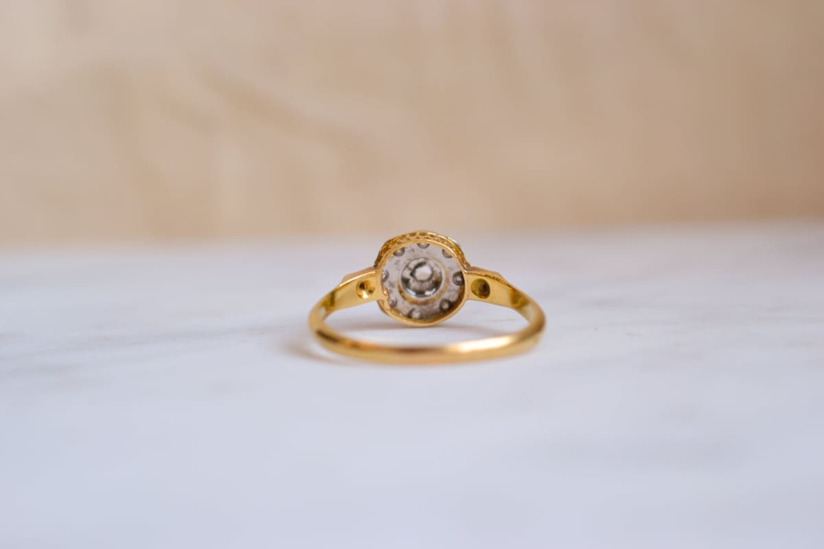 Bague circulaire Art Déco 2 Ors Diamants
