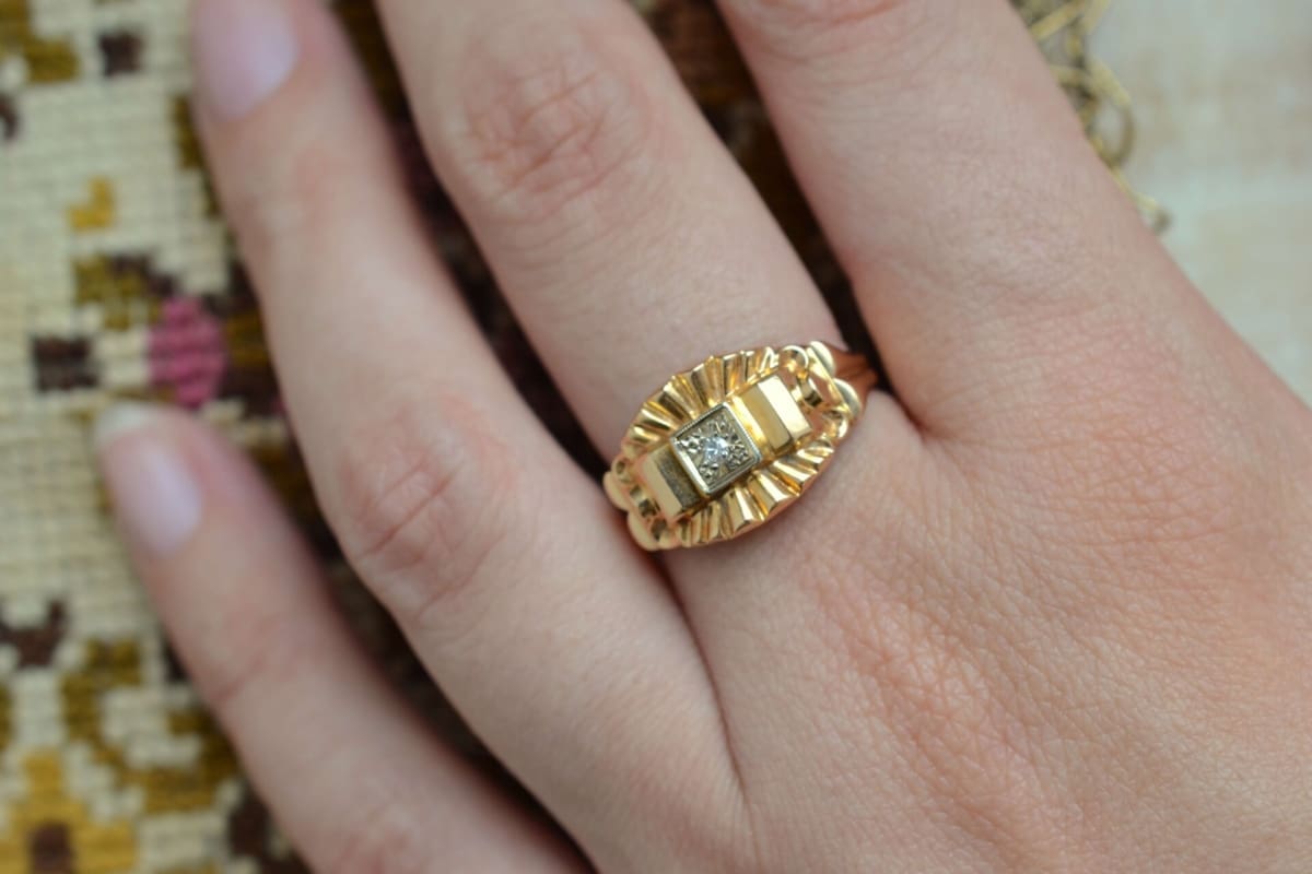 Bague Art Déco style Tank