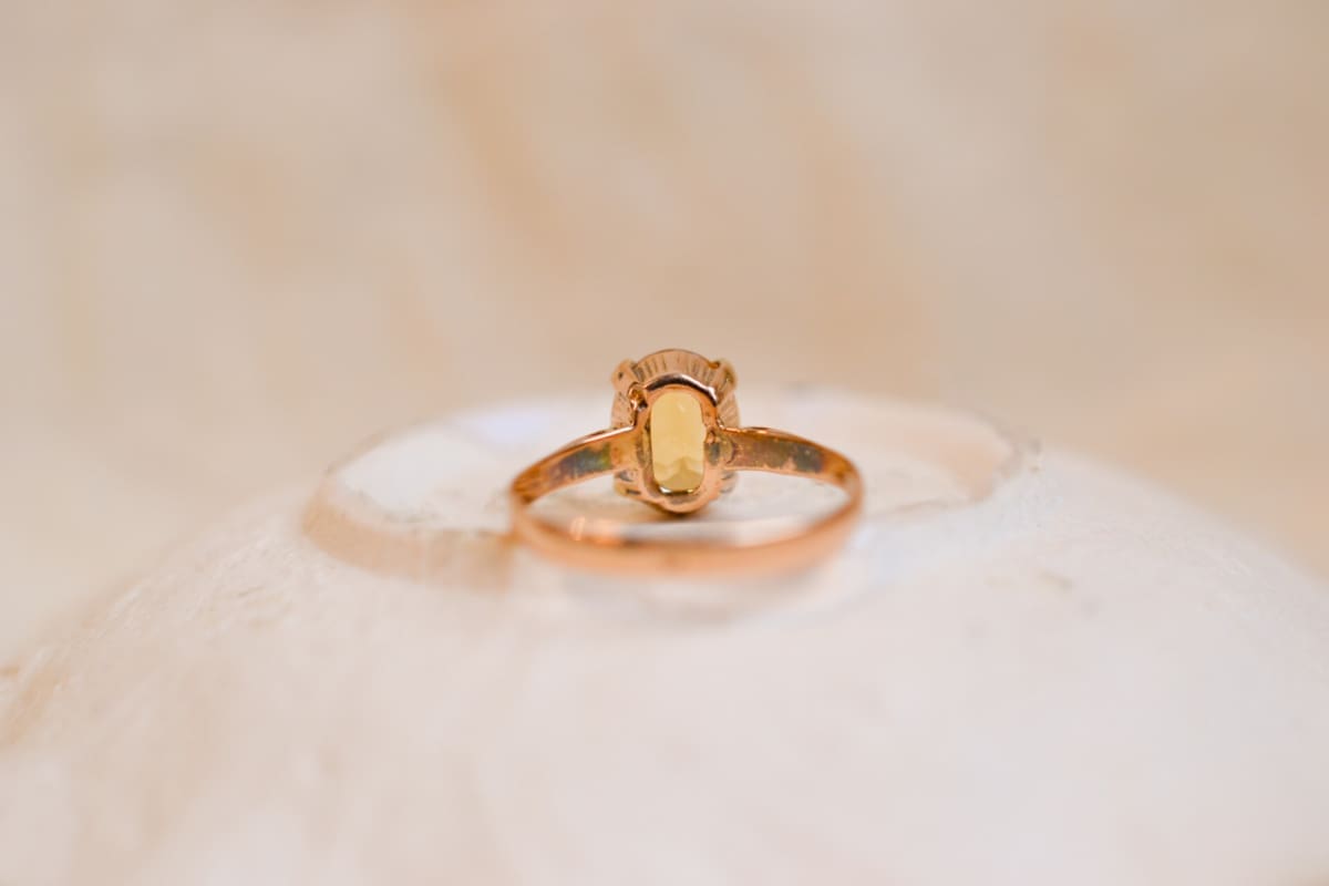 Bague Solitaire Or jaune 18 carats Citrine