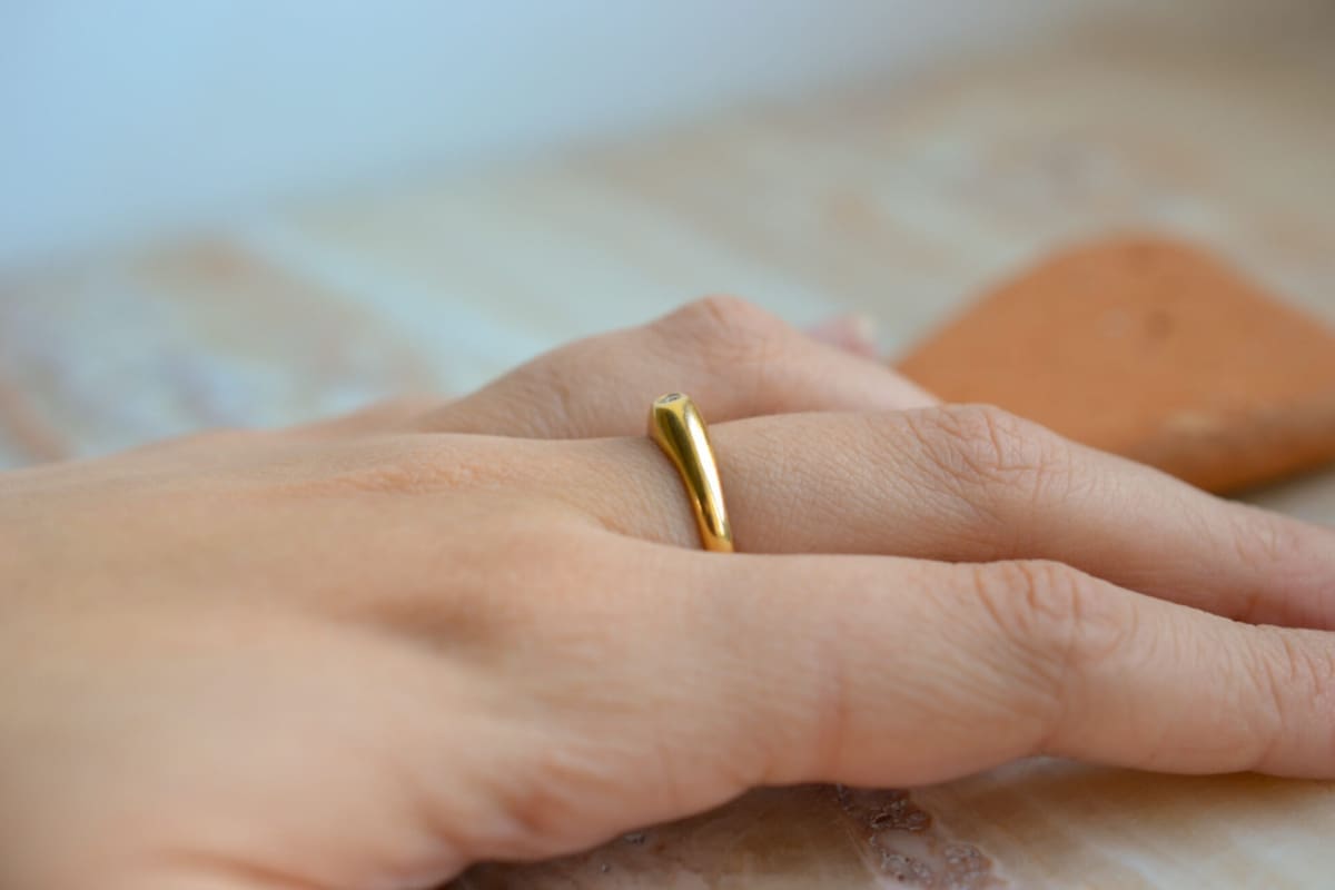 Bague de fiançailles Vintage en Or jaune 18 carats sertie d'un Diamant