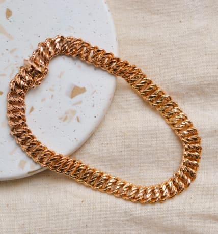 Bracelet ancien en Or jaune 18 carats maille américaine