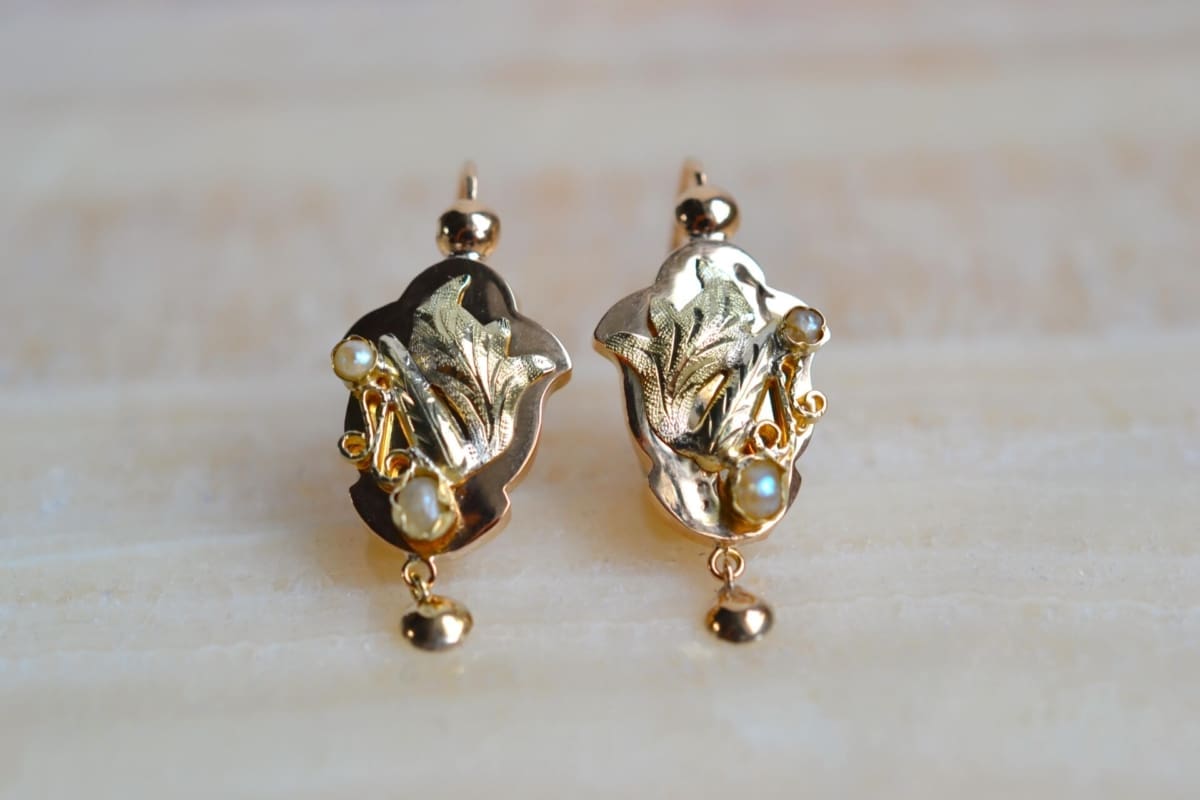 pendant d'oreilles poissardes perles