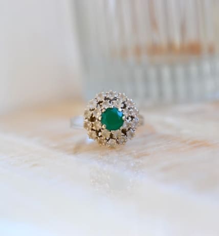 bague marguerite emeraude