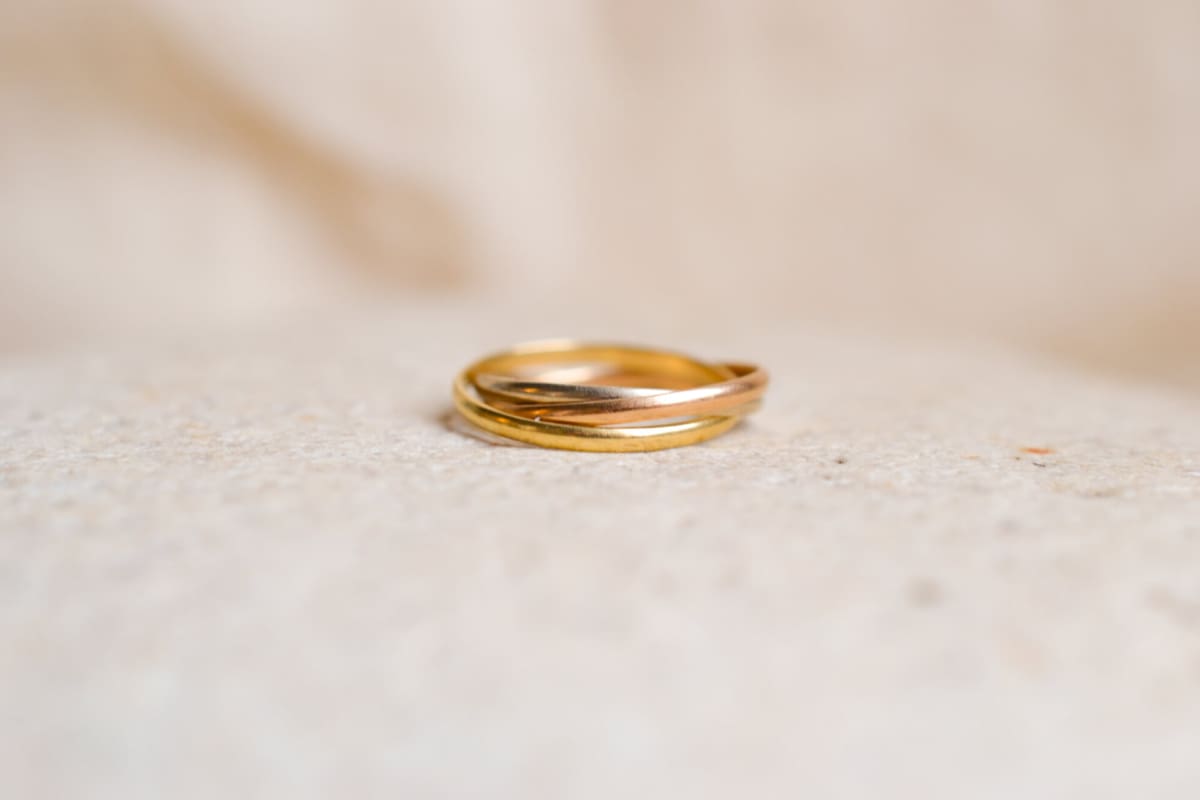 Bague 3 anneaux en Or jaune, Or blanc et Or rose style Trinity