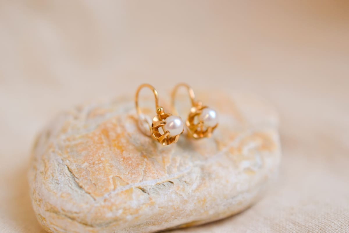 Boucles d'oreilles anciennes ornées de Perles de culture dans un décor de fleurs