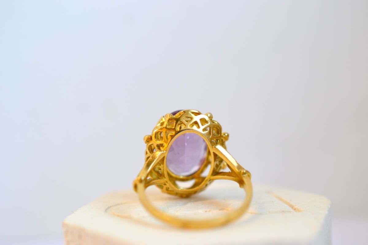 bague amethyste monture polylobée