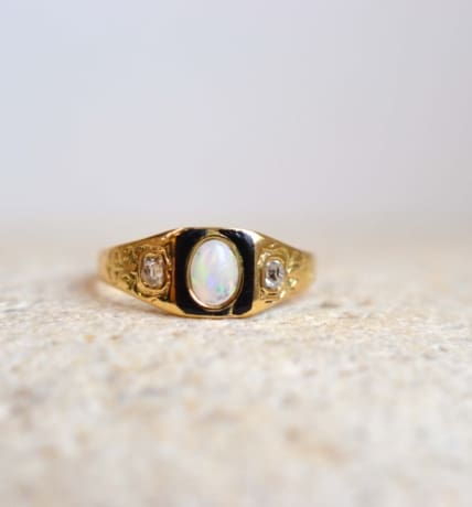 bague opale et diamants