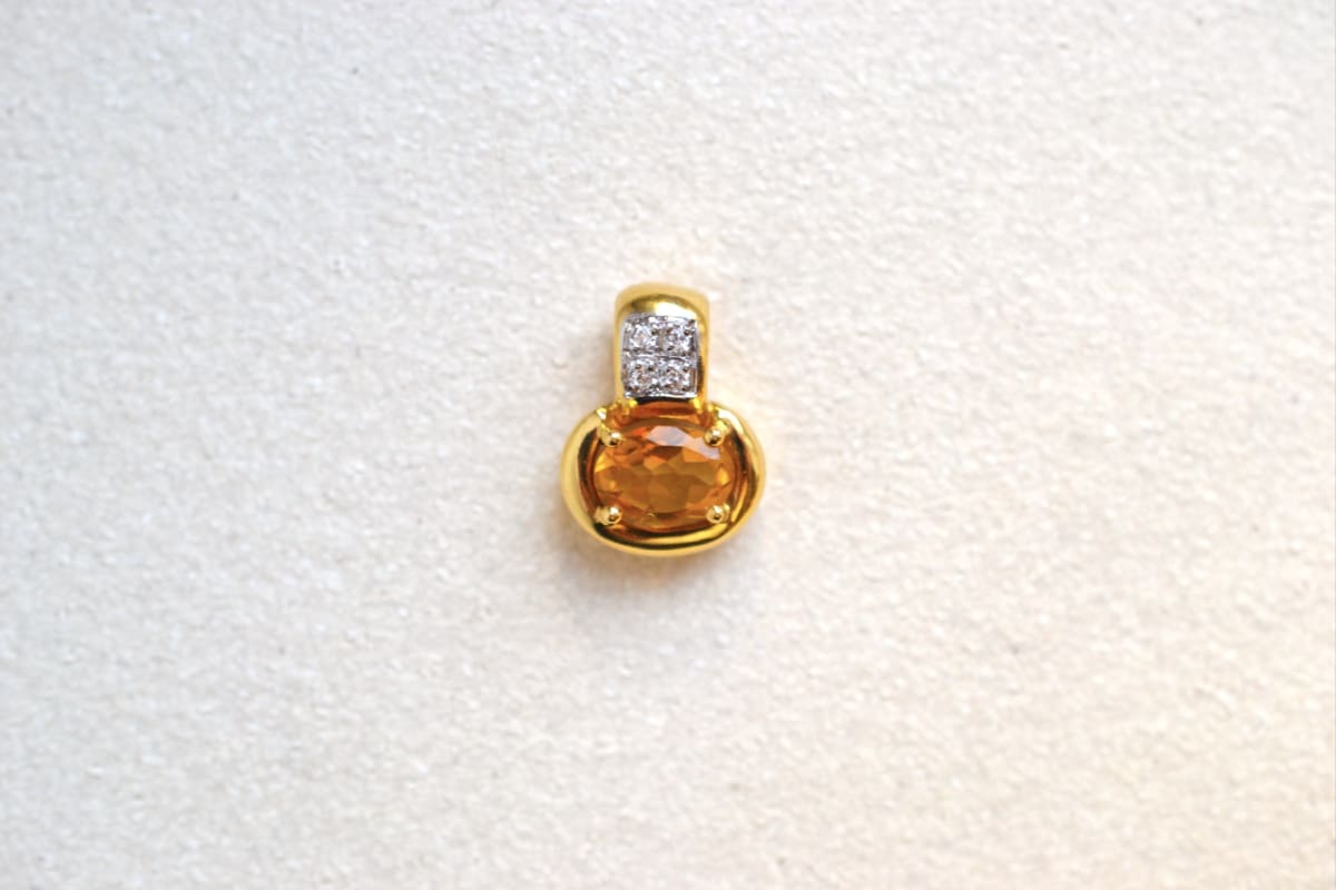 pendentif citrine diamants