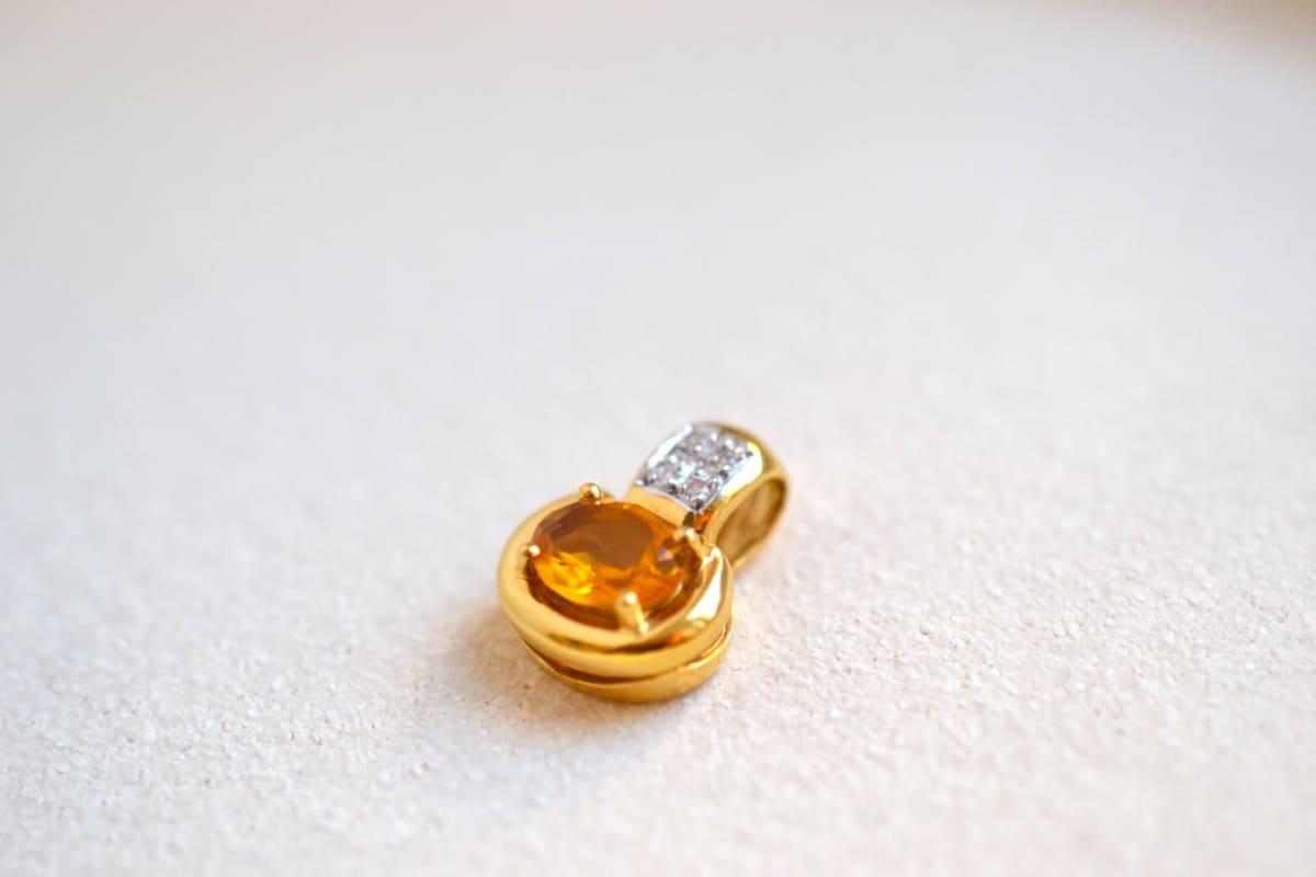 pendentif citrine et diamants