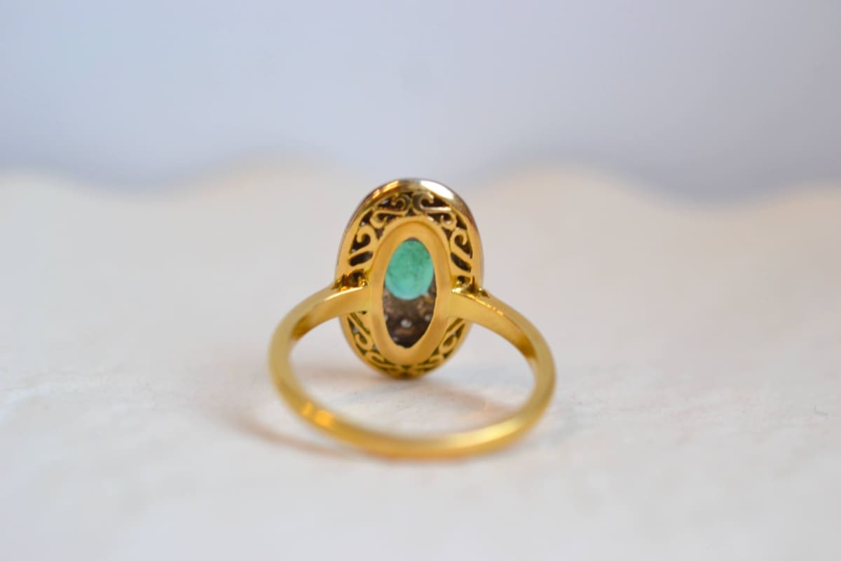 bague 2 ors emeraude diamants