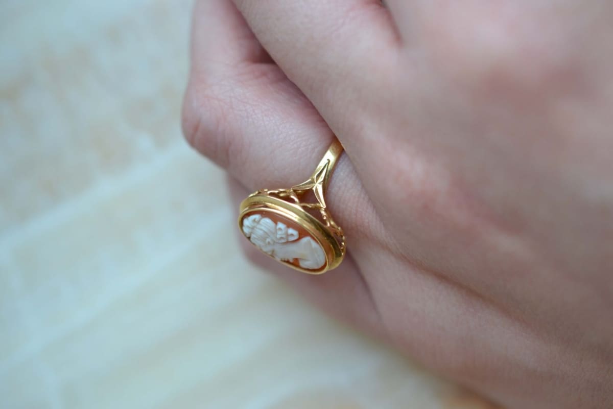 bague camee et monture ajouree