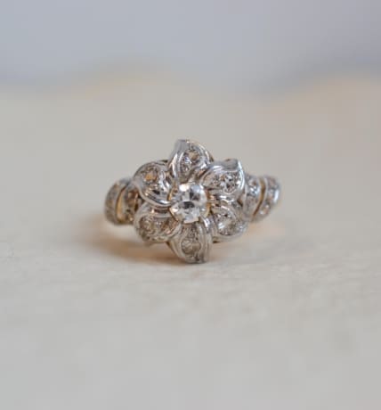 bague fleur 2 ors oxydes