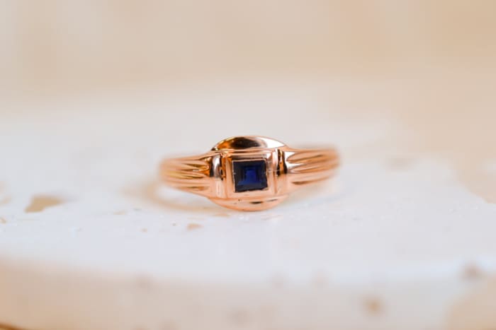 Bague pierre blanche plaqué or - France