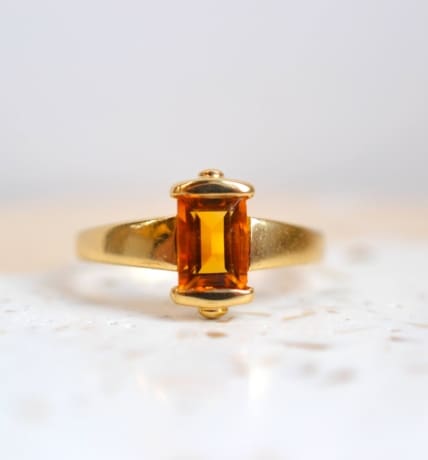 bague solitaire citrine rectangulaire