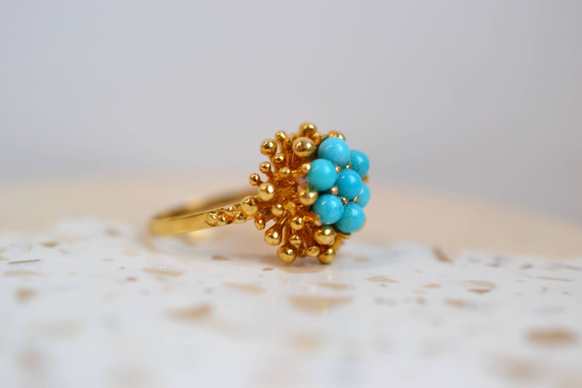 bague fleur turquoise