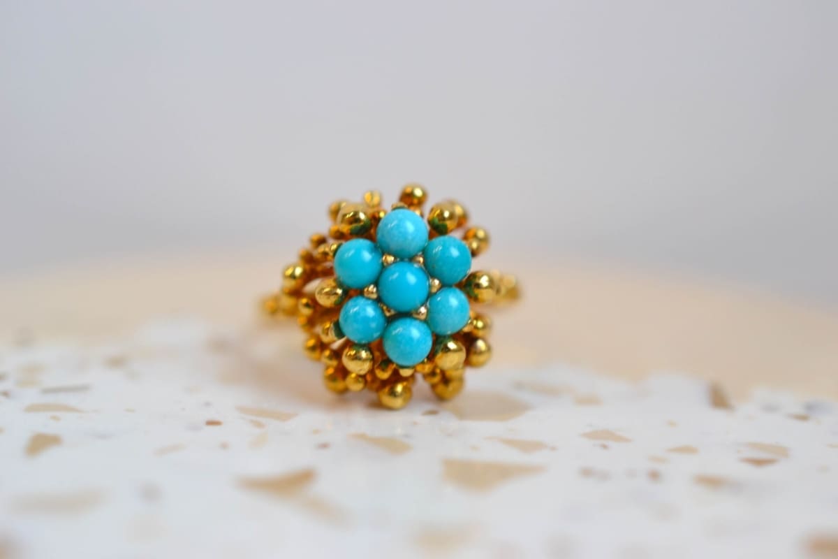 bague fleur turquoise