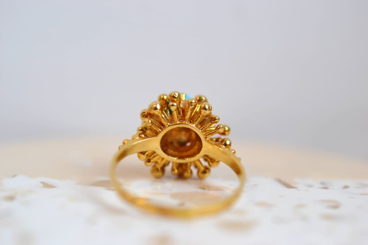 bague forme fleur turquoise