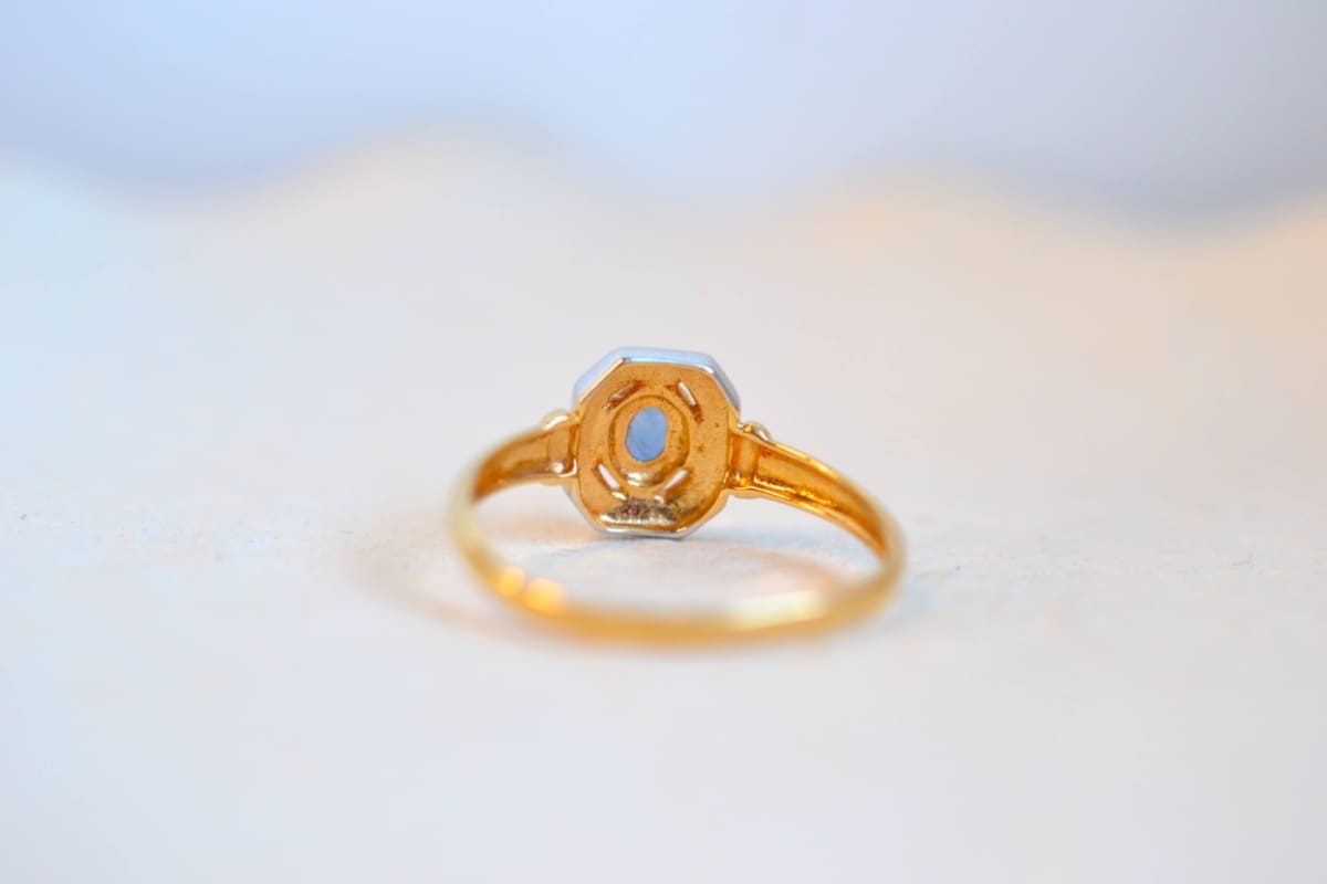 bague octogonale avec saphir