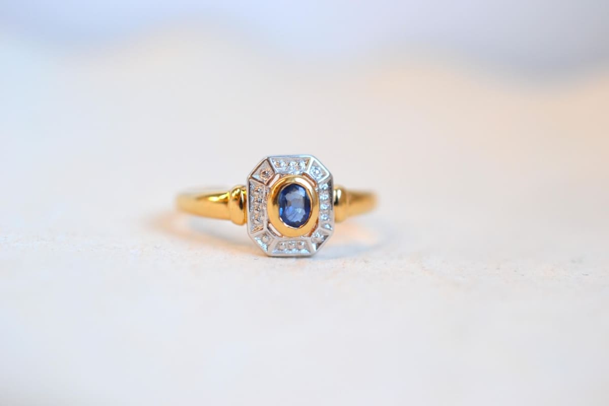 bague octogonale saphir