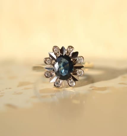 bague marguerite saphir et diamants