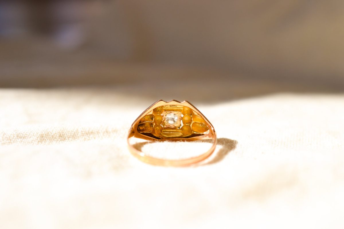 Bague Vintage en Or jaune 18 carats ornée d'un Oxyde