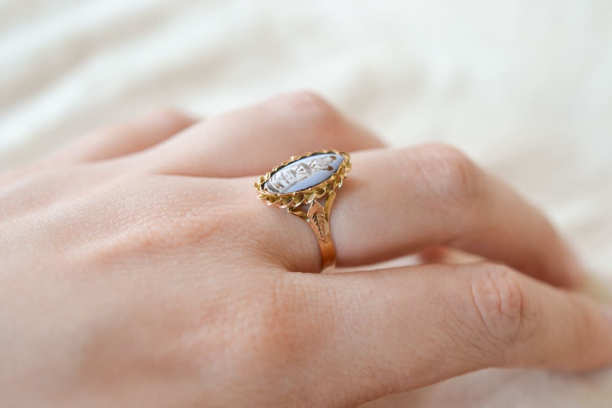 Bague de fiançailles Vintage en Or jaune 18 carats