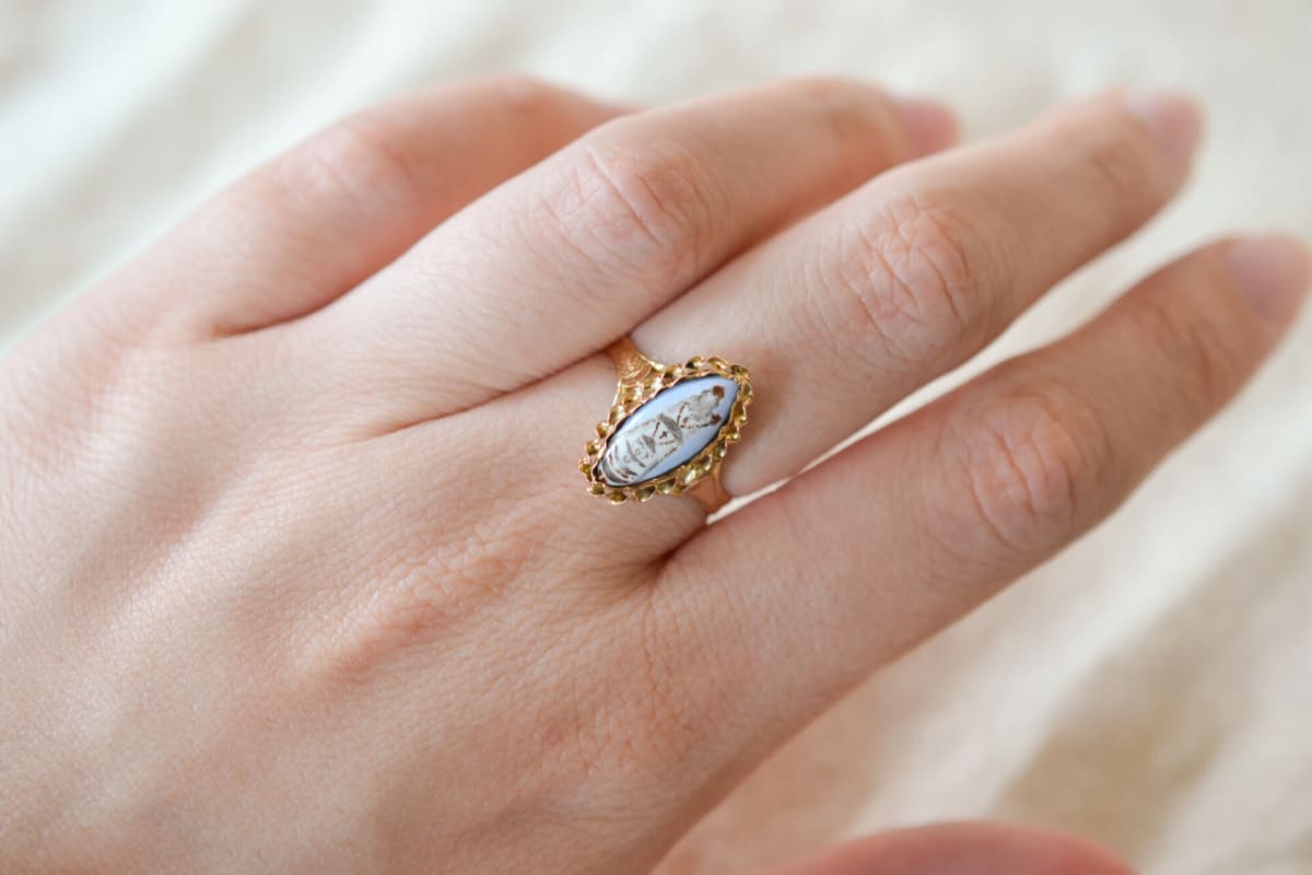 Bague de fiançailles ancienne en Or jaune 18 carats