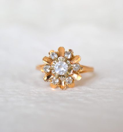 Bague fleur art deco oxydes