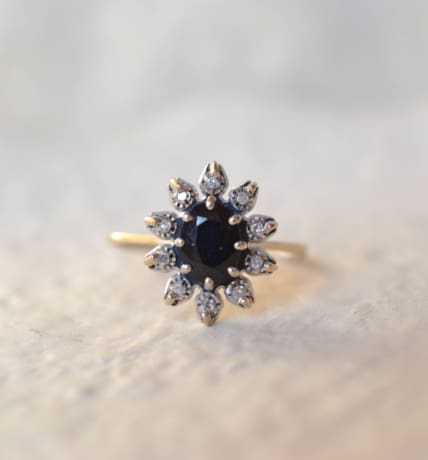 marguerite or blanc diamants et saphir